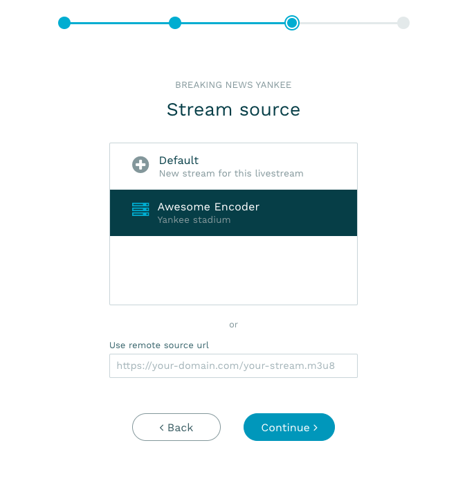 Selecting a live source